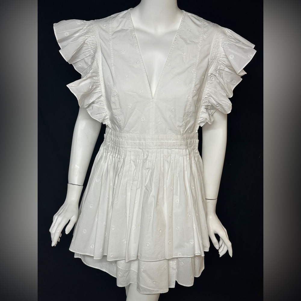 Lula Johnson Size 8 Elegant White Ruffle Dress
